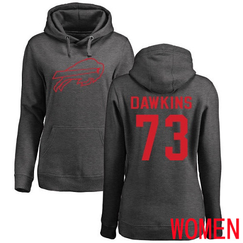 NFL Women Buffalo Bills #73 Dion Dawkins Ash One Color Pullover Hoodie Sweatshirt->women nfl jersey->Women Jersey